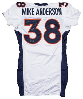 2002 Mike Anderson Game Used and Signed/Inscribed Denver Broncos White Jersey (Anderson LOA)